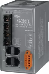 *For Multi Mode Use* Unmanaged 4 Port Industrial 10/100 BaseT Ethernet with Dual 100 BaseFX Fiber Optics Switch with SC Connector. Supports operating temperatures from 0°C ~ +70°C