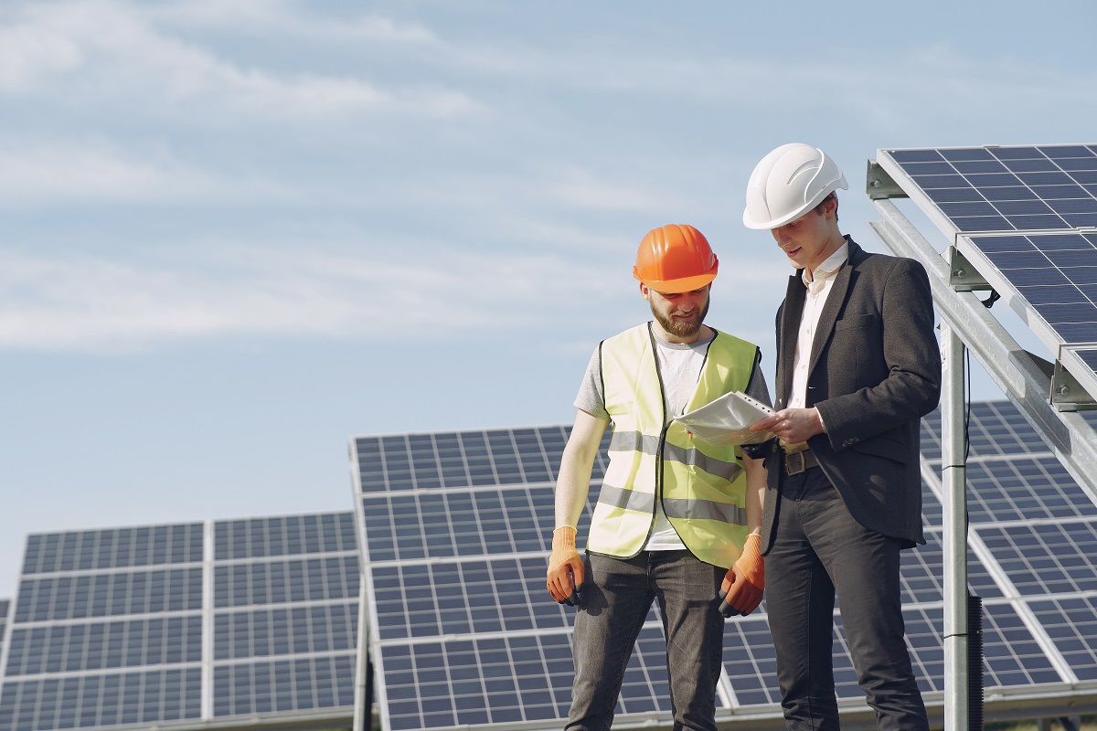 foreman businessman solar energy station.