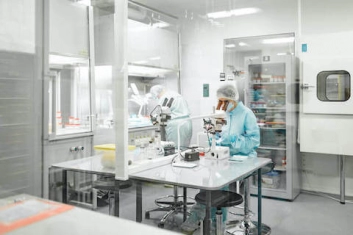A scientist at work in a laboratory for biomaterials.